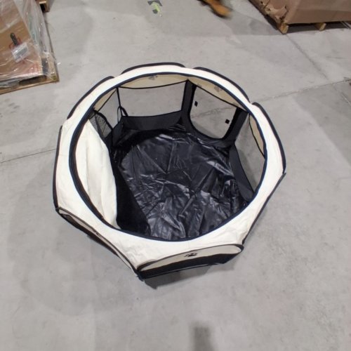 CUPET PORTABLE FOLDABLE PUPPY DOG/CAT TRAVEL TENT AND PLAY PEN - 36" X 36" X 23" - GREY/BEIGE image 3