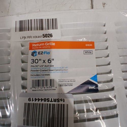 EZ-FLO WALL OR CEILING MOUNT RETURN AIR GRILLE - 30" X 6" - WHITE (MODEL: 61630) image 4
