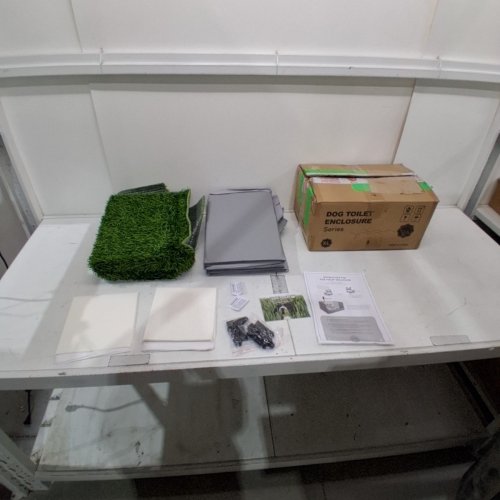 HQ4US 4LEGS ARTIFICIAL DOG GRASS POTTY PEE PAD WITH FOLDABLE WATERPROOF DOG LITTER BOX TRAY WITH HIGH WALLS - 43.3" X 32.6" X 15.7" EXTRA LARGE - GREY/GREEN image 2
