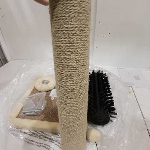 AMAZON BASICS CAT SCRATCHING POST WITH RUBBING BRUSH - BEIGE image 3