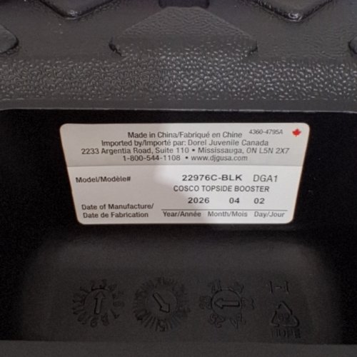 COSCO KIDS TOPSIDE LIGHTWEIGHT BACKLESS BOOSTER CAR SEAT - 100LBS CAPACITY - BLACK (MODEL: 22976C-BLK6) image 2