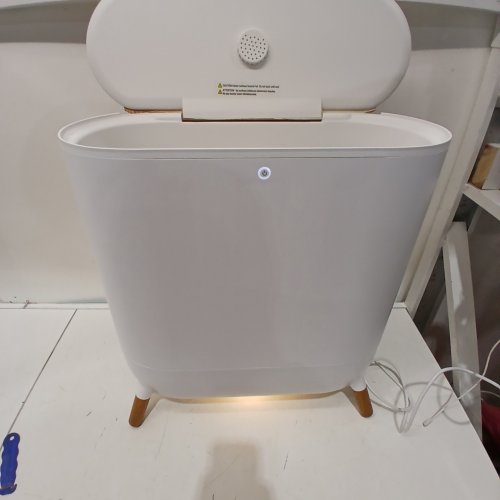 SHARPER IMAGE LUXURY TOWEL WARMER - WARMS UP TO 3 TOWELS - WHITE/BROWN - (MODEL-3333012) image 2