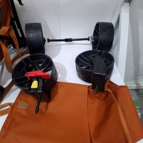 TIMBER RIDGE HEAVY DUTY FOLDING COLLAPSIBLE WAGON CART WITH TAILGATE AND BRAKES - 47"/300 LBS MAX/250 L - ORANGE (MODEL: TR-21813-1-OKROR) image 4