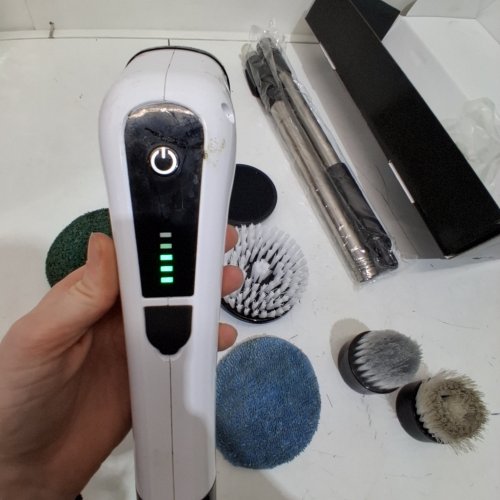 YKYI CORDLESS ELECTRIC SPIN SCRUBBER BRUSH WITH BRUSH HEAD ATTACHMENTS - 12" - 43.3" - GREY (MODEL: ANS-8051B) image 2
