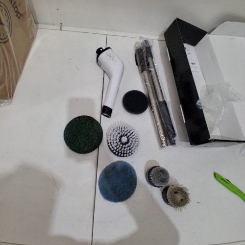 YKYI CORDLESS ELECTRIC SPIN SCRUBBER BRUSH WITH BRUSH HEAD ATTACHMENTS - 12" - 43.3" - GREY (MODEL: ANS-8051B) image 4