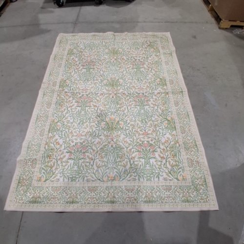 LOW PILE WASHABLE COTTAGE CORE AREA RUG - 5FT X 7FT - BEIGE/GREEN image 2