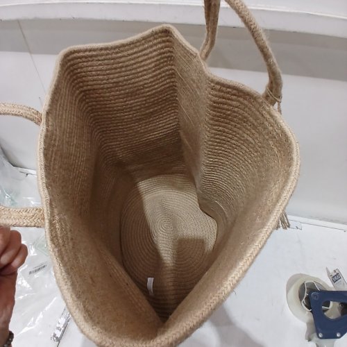 LARGE JUTE ROPE LAUNDRY HAMPER BASKET - BROWN image 3