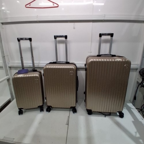 3PC HARD SIDE ROLLING LUGGAGE SET - 20''/24''/28'' - CHAMPAGNE - (MODEL: AK-03) image 2