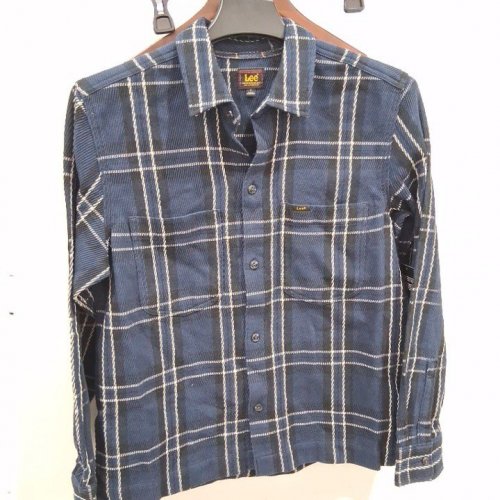 MEN'S LEE PLAID BUTTON-UP LONG SLEEVE SHIRT - SMALL - BLUE image 2
