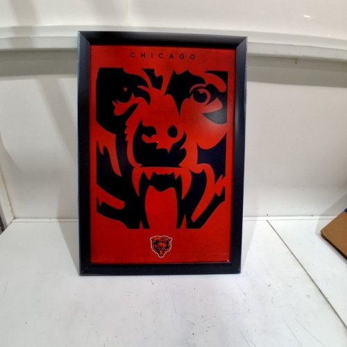 CHICAGO BEARS FRAMED WALL ART - 14" X 20" - RED / BLACK image 2