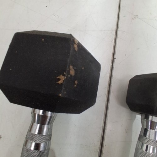 4PC CAP RUBBER COATED HEX DUMBBELL SET INCLUDES 2 X 5LBS & 2 X 20LBS - BLACK (MODEL: SDRSIS-50A) image 3