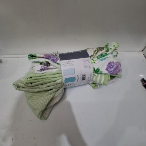 7PK MIKASA KITCHEN TOWELS - GREEN/WHITE/PURPLE FLOWERS (MODEL: 3400550) image 2