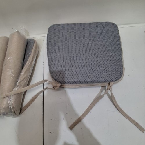 4PK CHAIR SEAT CUSHION - 17" X 16.5" X 1.5" - LINEN image 3