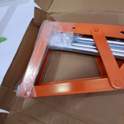 WALL MOUNTED ADJUSTABLE HEAVY-DUTY TIRE RACK - 31" TO 56" - FOR R14-R20 TIRES - ORANGE/STEEL (MODEL: TC0519) image 3