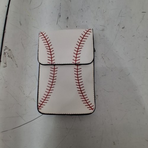 BASEBALL STITCH CROSSBODY CELL PHONE BAG - WHITE/RED image 2
