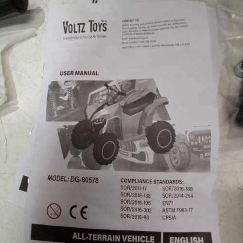 VOLTZ TOYS RIDE-ON ALL-TERRAIN VEHICLE - 12V - PINK AND BLACK (MODEL: DG-80578) image 3