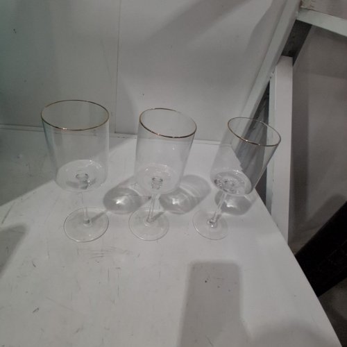 3PK THYME AND TABLE WINE GLASS SET - 15OZ EAHH - CLEAR/GOLD RIM - (MODEL: WMCATT0512) image 2