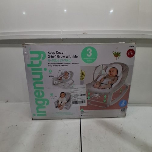 INGENUITY KEEP COZY 3-IN-1 GROW WITH ME VIBRATING BABY BOUNCER SEAT & ROCKER - 6-40LBS - BLUE/GREY image 4