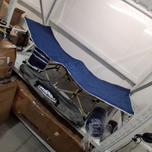 OVERMONT CAMPING COT WITH MATTRESS - EXTRA WIDE 28" - BLUE image 2