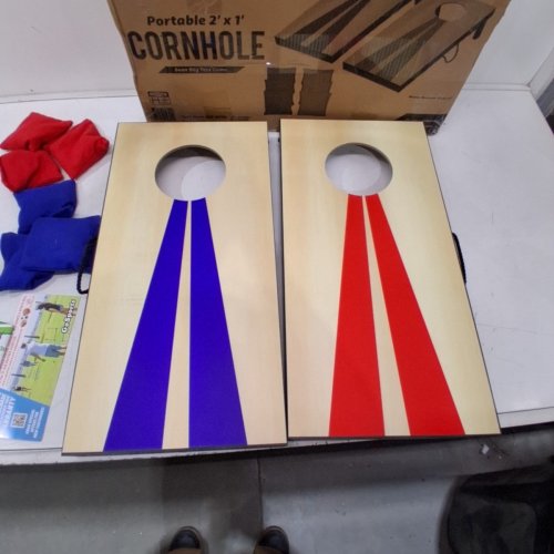 GOSPORTS PORTABLE SIZE CORNHOLE GAME SET WITH 6 BEAN BAG - 2FT X 1FT - WOOD/BLUE/RED (MODEL : CH-03-MDF-WOOD) image 2