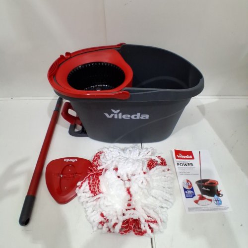 VILEDA EASYWRING POWER SPIN MOP & BUCKET SYSTEM EXTENDALE POLE 22" - 48" - GREY/RED (MODEL: 172880) image 2