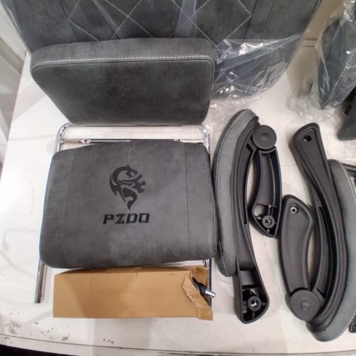 PZDO ERGONOMIC GAMING CHAIR WITH RECLINING BACKREST, EXTENDABLE FOOTREST, ADJUSTABLE HEADREST & LUMBAR PILLOW - 350LBS CAPACITY - GREY/BLACK (MODEL: PZ001-BLACK) image 4