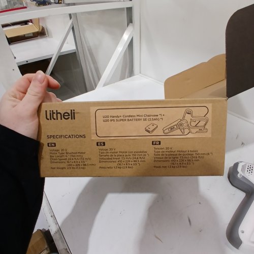 LITHELLI HANDY+ CORDLESS MINI CHAINSAW - 20 V, 6" BAR, 2.5 AH - WHITE (MODEL: U20MC01-0A110-CA) image 4