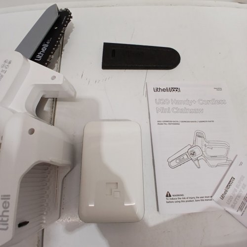LITHELLI HANDY+ CORDLESS MINI CHAINSAW - 20 V, 6" BAR, 2.5 AH - WHITE (MODEL: U20MC01-0A110-CA) image 6