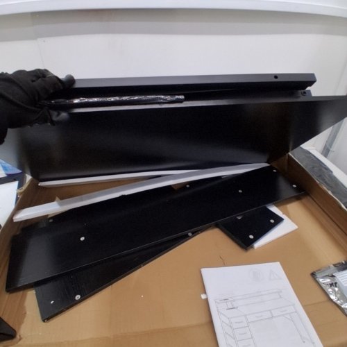 SOMDOT COMPUTER DESK WITH 6 DRAWERS, BUILT-IN OUTLET, AND LED LIGHT STRIP - 47.2" - BLACK (MODEL: DK111C05) image 4
