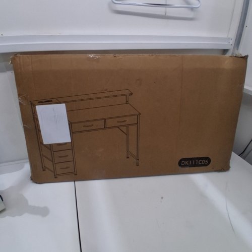 SOMDOT COMPUTER DESK WITH 6 DRAWERS, BUILT-IN OUTLET, AND LED LIGHT STRIP - 47.2" - BLACK (MODEL: DK111C05) image 5
