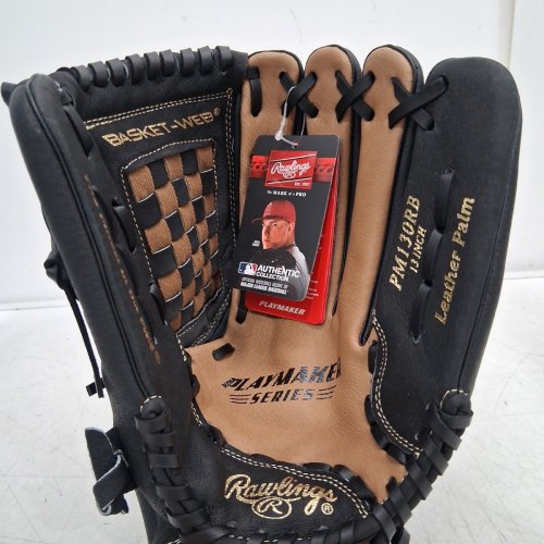 RAWLINGS PLAYMAKER SERIES BASKET-WEB BASEBALL OUTFIELD GLOVE - RHT - MIKE TROUT - 13" - BLACK/TAN (MODEL: PM130RB) image 2