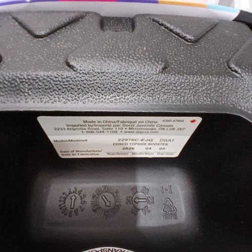 COSCO HIGH-RISE TOP-SIDE CHILD CAR BOOSTER SEAT - 40-100LBS - PATTERNED - (MODEL: ‎22976C-EJQ) image 2