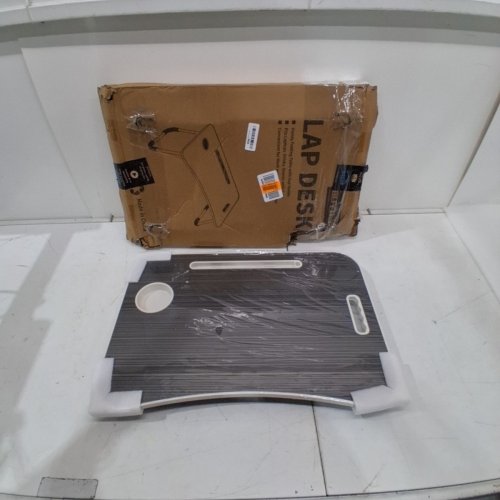 BUYIFY FOLDING LAP DESK WITH CUP HOLDER - 23.6" X 15.7" X 9.8" - GREY/WHITE image 2