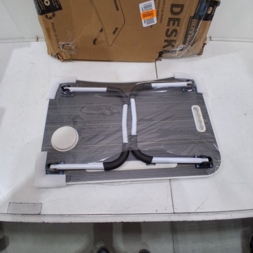 BUYIFY FOLDING LAP DESK WITH CUP HOLDER - 23.6" X 15.7" X 9.8" - GREY/WHITE image 3