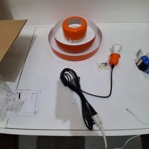 DOUNGROS PLUG-IN MID-CENTURY TIERED PENDANT LIGHT -13.8" - UP TO 59"- ORANGE (MODEL: DR011-O) image 4