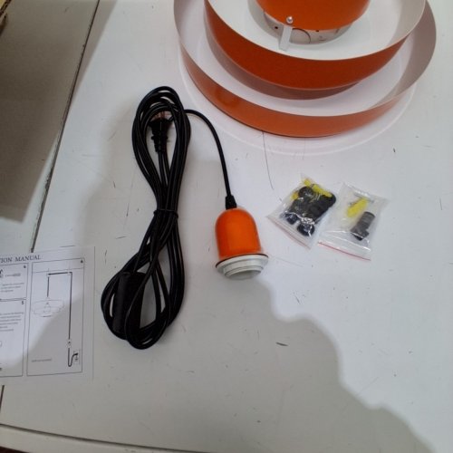 DOUNGROS PLUG-IN MID-CENTURY TIERED PENDANT LIGHT -13.8" - UP TO 59"- ORANGE (MODEL: DR011-O) image 5