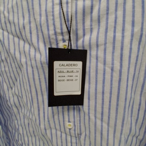 WOMEN'S BARILOCHE COLLAR BUTTON-FRONT SHIRT - SMALL / MEDIUM - 38 - BLUE / WHITE STRIPED (STYLE : CALADERO) image 4