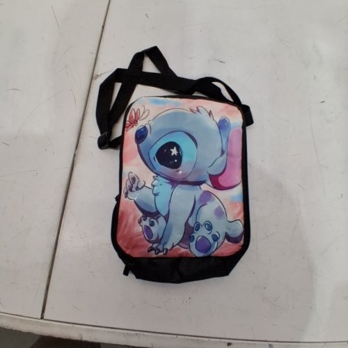 KIDS STITCH INSULATED OVER SHOULDER LUNCH BAG - 10" X 7.5" X 2.5" - BLUE/BLACK image 2