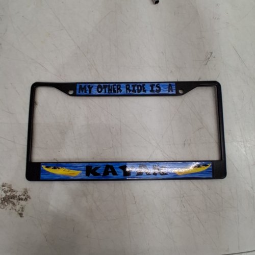"MY OTHER RIDE IS A KAYAK" LICENSE PLATE FRAME TAG HOLDER - UNIVERSAL FIT - MULTICOLOURED image 2