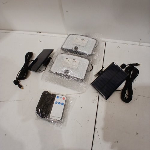 2PK KAGOLING OUTDOOR WATERPROOF MOTION SENSOR SOLAR SECURITY FLOOD LIGHT - 16.5FT CABLE - BLACK/WHITE - (MODEL: AT001) image 2