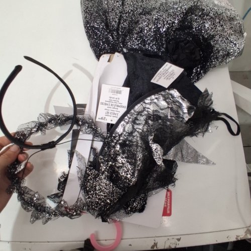 3PC DARK SPARKLE ANGEL COSTUME - SMALL 4-6 - BLACK SILVER image 3