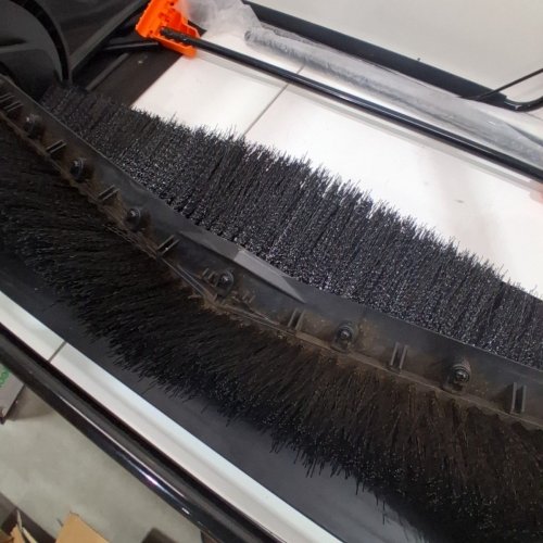 PUSH LAWN SWEEPER WITH HOPPER BAG, ADJUSTABLE BRUSH HEIGHT & SPINNING BRUSHES - 30" LEAF & GRASS COLLECTOR WITH 7 CU. FT. - ORANGE/BLACK-(MODEL: S19-003A) image 5