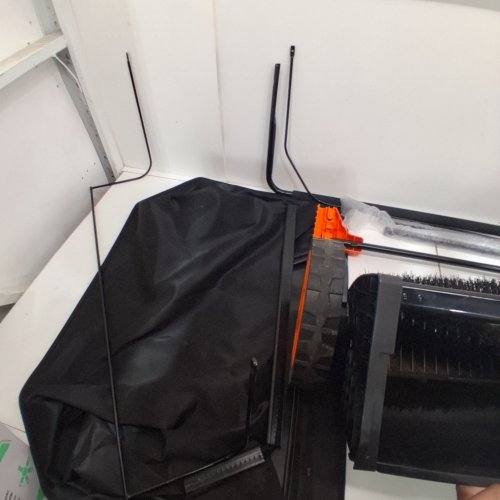 PUSH LAWN SWEEPER WITH HOPPER BAG, ADJUSTABLE BRUSH HEIGHT & SPINNING BRUSHES - 30" LEAF & GRASS COLLECTOR WITH 7 CU. FT. - ORANGE/BLACK-(MODEL: S19-003A) image 7