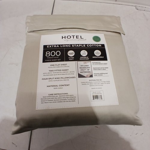 7PC HOTEL SIGNATURE COLLECTION COTTON SHEET SET - 800 THREAD COUNT, SPLIT KING - BEIGE image 5