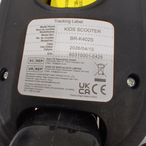 KIDS BESREY HEIGHT ADJUSTABLE KICK SCOOTER WITH LED LIGHT WHEELS - RED / BLACK (MODEL: BR-K402S) image 2