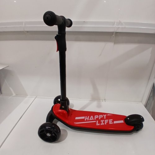 KIDS BESREY HEIGHT ADJUSTABLE KICK SCOOTER WITH LED LIGHT WHEELS - RED / BLACK (MODEL: BR-K402S) image 3