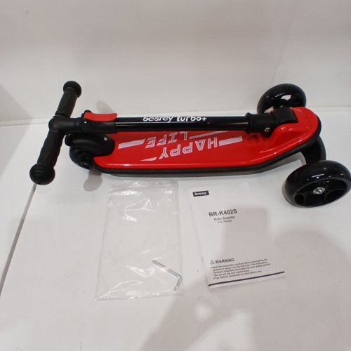 KIDS BESREY HEIGHT ADJUSTABLE KICK SCOOTER WITH LED LIGHT WHEELS - RED / BLACK (MODEL: BR-K402S) image 5