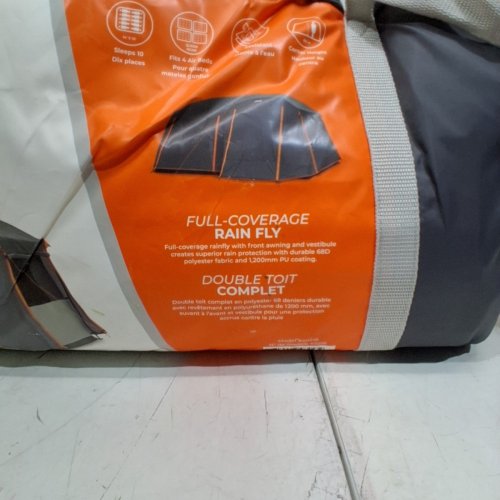 CORE EQUIPMENT 10 PERSON CAMPING TENT WITH FULL RAINFLY AND CARRY BAG - 10FT X 14FT - GREY/ORANGE (STYLE: 40218) image 3