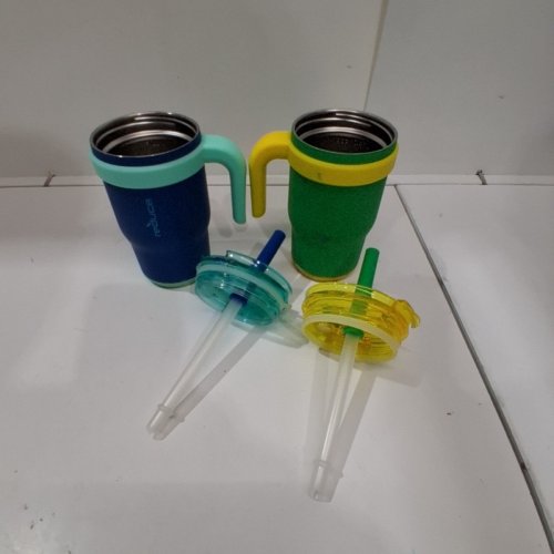 2PK REDUCE COLDEE TUMBLERS WITH STRAWS - 14 OZ - NAUTICA BLUE / LEMON-LIME (MODEL: 2630879) image 2
