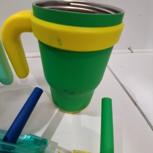 2PK REDUCE COLDEE TUMBLERS WITH STRAWS - 14 OZ - NAUTICA BLUE / LEMON-LIME (MODEL: 2630879) image 4